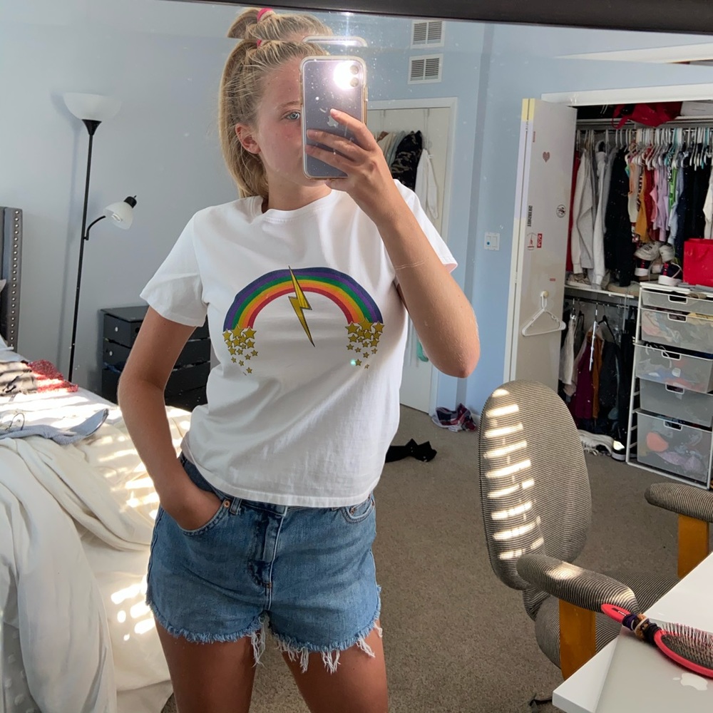 BRANDY MELVILLE JOHN GALT rainbow teeshirt